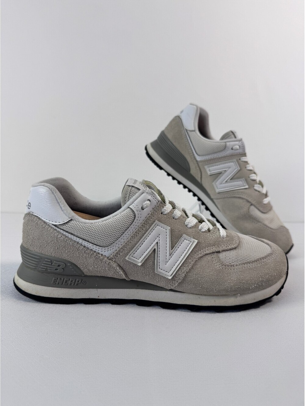New Balance 574 Core Sneakers Mens 9 Nimbus Cloud Gray Suede Retro Dad Shoes